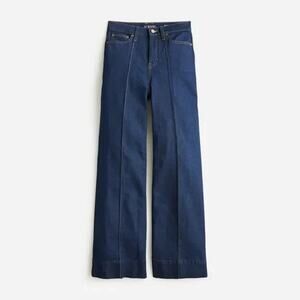 J.Crew Pintuck Denim Trouser Rinse Wash Wide Leg High Rise Size 27